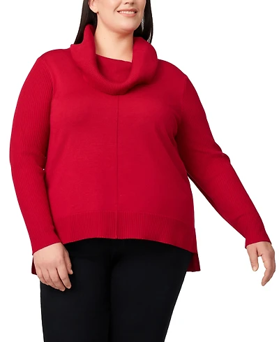 Melissa Paige Plus Size Cowlneck High-Low Sweater