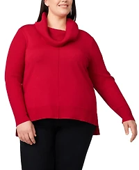 Melissa Paige Plus Size Cowlneck High-Low Sweater