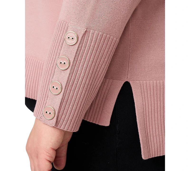 Melissa Paige Plus Button-Cuff Boat-Beck Sweater