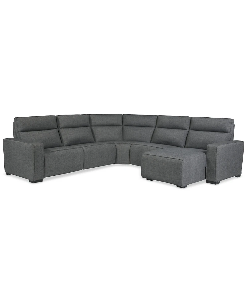 Miren -Pc. Fabric Chaise Sectional with 2 Power Headrest Recliners