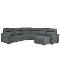 Miren -Pc. Fabric Chaise Sectional with 2 Power Headrest Recliners
