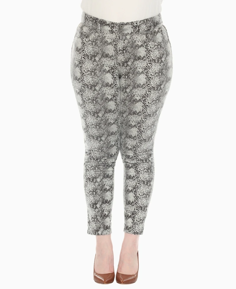 White Mark Plus Faux Suede Snake Print Pants