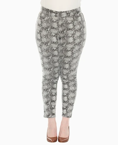 White Mark Plus Faux Suede Snake Print Pants