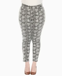 White Mark Plus Faux Suede Snake Print Pants