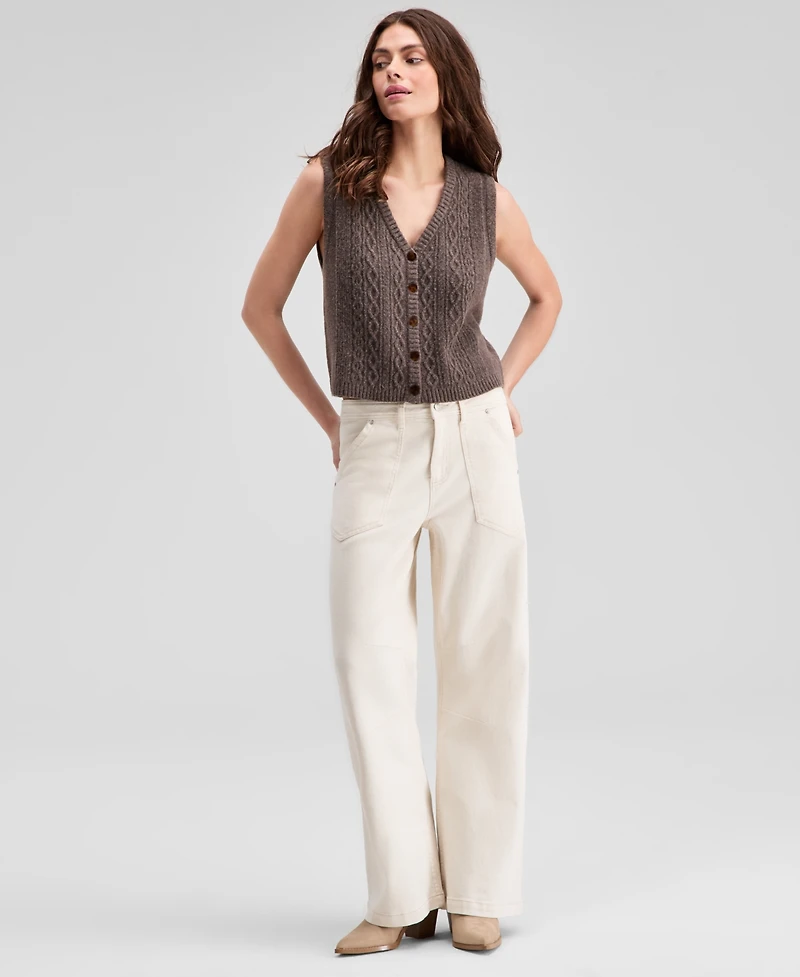 And Now This Women's Button-Front Cable-Knit Sweater Vest, Macy's Exclusive