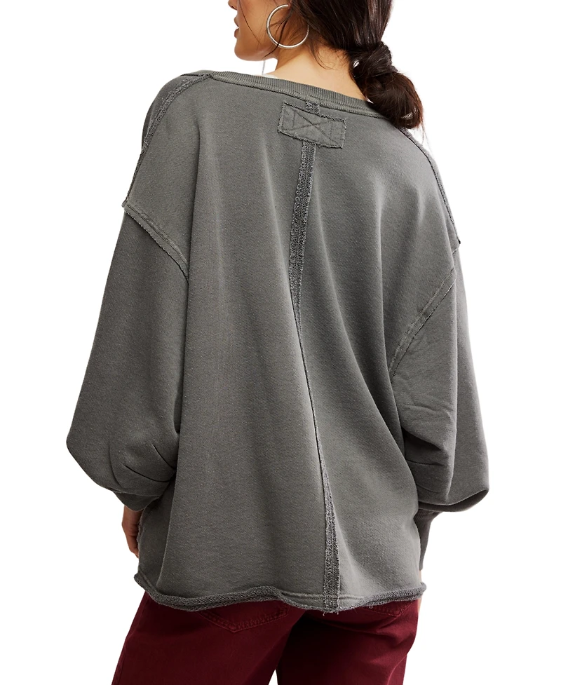 Free People Women's Drop-Shoulder V-Neck Graphic Top