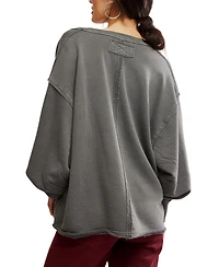 Free People Women's Drop-Shoulder V-Neck Graphic Top