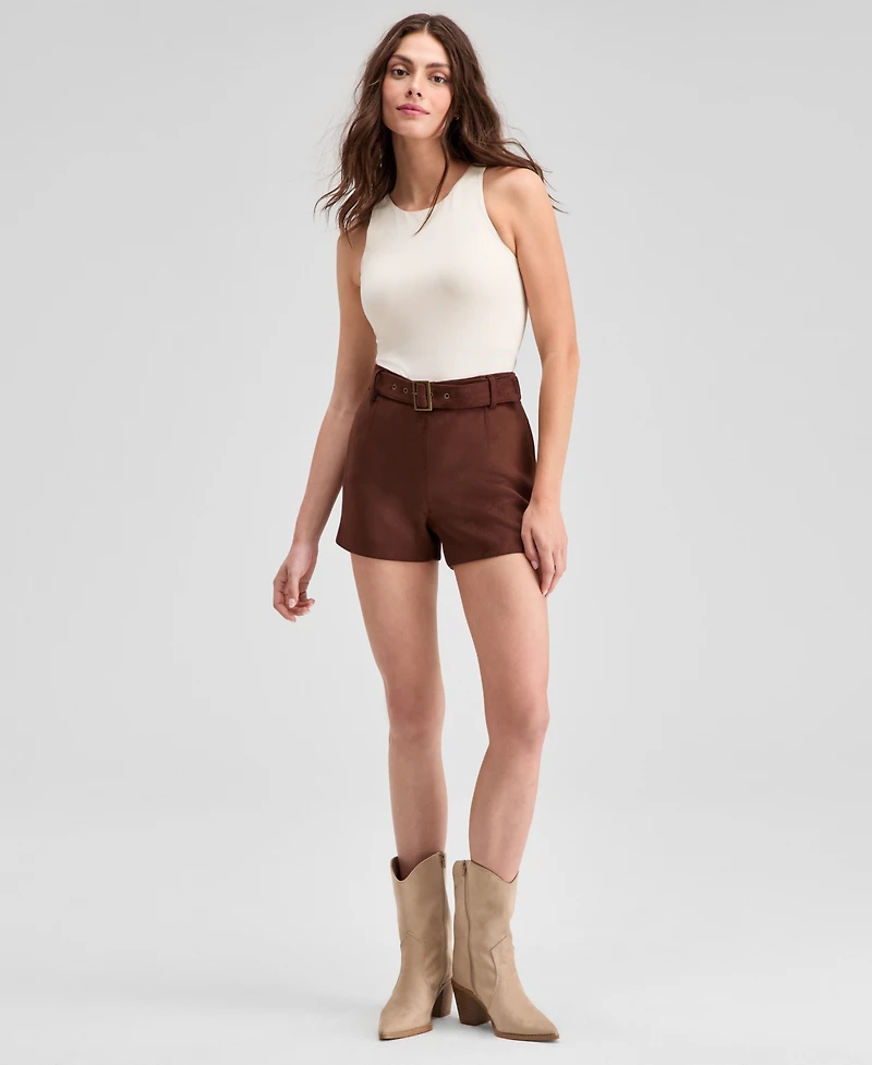 And Now This Women's Faux-Suede Belted Shorts, Macy's Exclusive