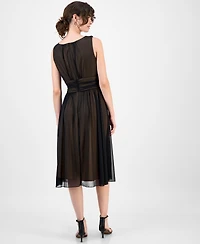 Connected Women's Chiffon Ruched-Waist Dress