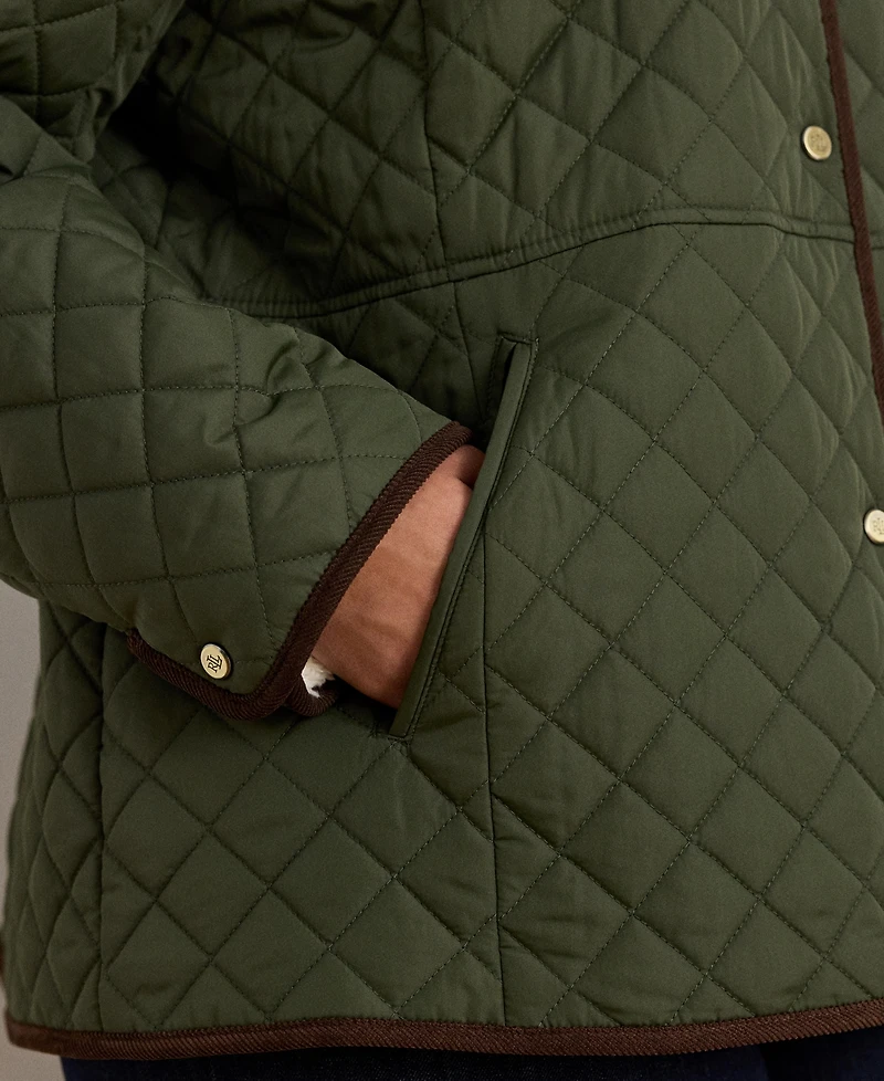 Lauren Ralph Plus Faux-Sherpa-Collar Quilted Coat