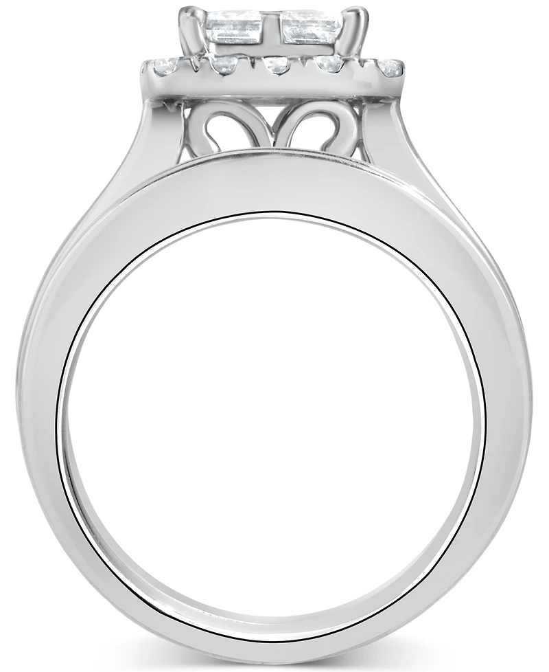 Diamond Princess Quad Cluster Halo Bridal Set (2-1/4 ct. t.w.) in 14k White Gold