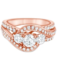 Diamond Three Stone Swirl Engagement Ring (1-3/8 ct. t.w.) in 14k Rose Gold