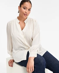 I.n.c. International Concepts Plus Blouson-Sleeve Button-Front Shirt, Macy's Exclusive