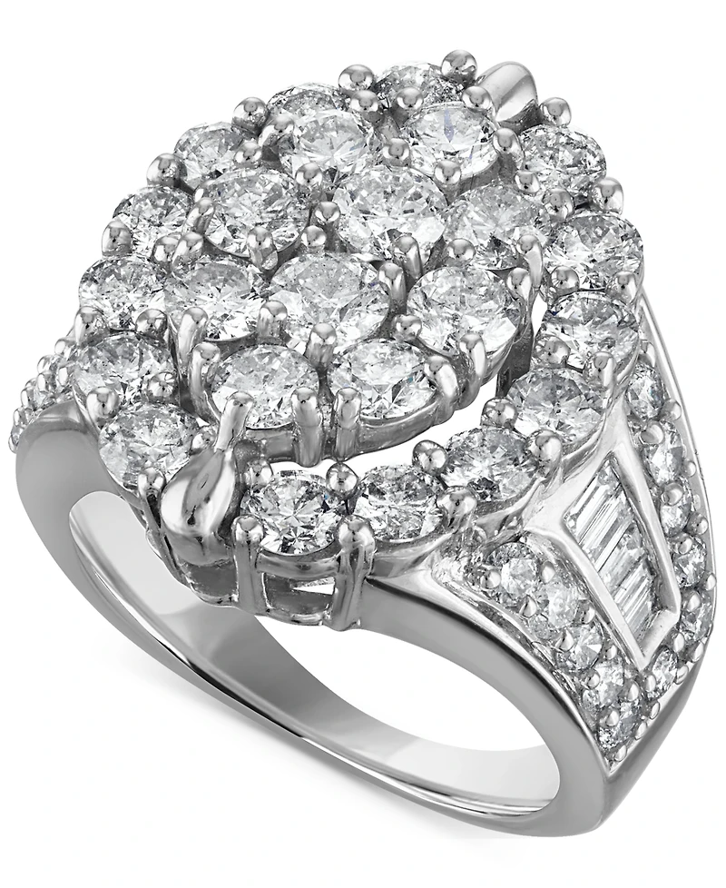 Diamond Halo Cluster Oval Ring (4 ct. t.w.) in 14k White Gold