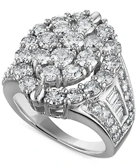 Diamond Halo Cluster Oval Ring (4 ct. t.w.) in 14k White Gold