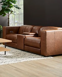 Flexsteel Austin 84" Chestnut Leather Power Reclining Loveseat with Console