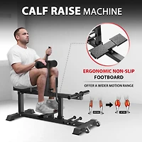 Mikolo Adjustable Seated Calf Raise Machine - Home Gym Leg Trainer with Band Pegs & Weight Plate Loading Red)