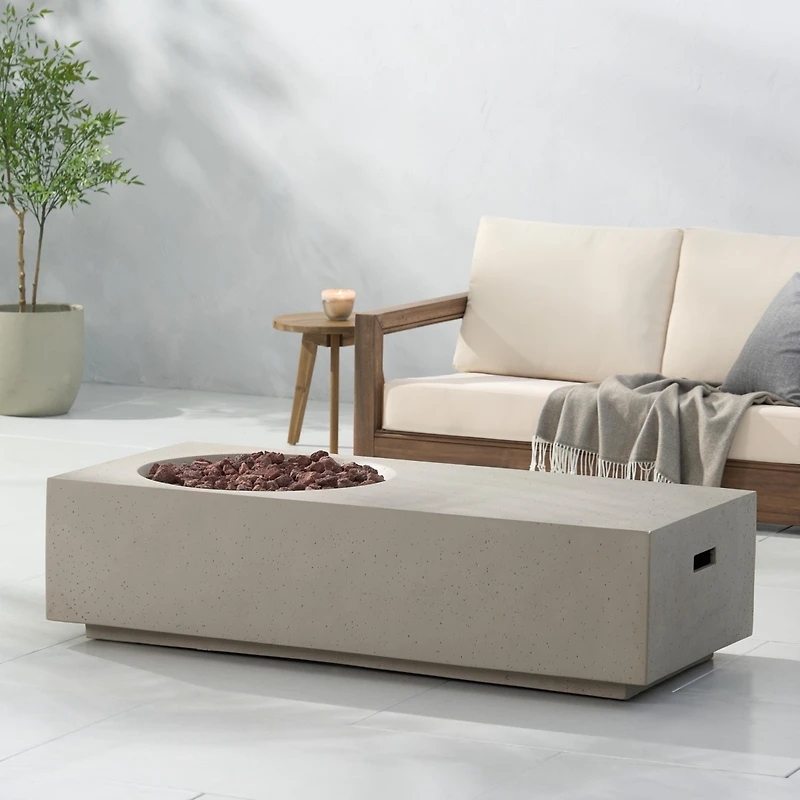 Flynama Rectangle 14.75" Mgo Fire Pit - 50 000 Btu