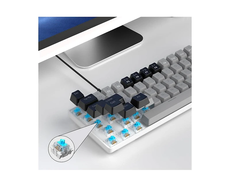 Portable 60% Mechanical Gaming Keyboard,Backlit Compact 68 Keys Mini Wired Office Keyboard with Blue Switch