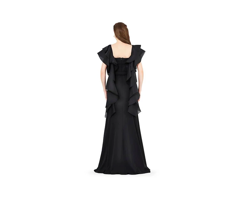 Amri Women's Cascading Sleeves Gown with Embellished Neckline
