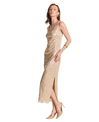 endless rose Women's Scoop Neck Sequins Midi Dress