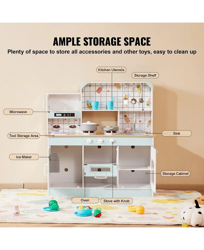Slickblue 24 Piece Kids Kitchen Playset Pretend Cooking Toy with Pots Pans and Utensils