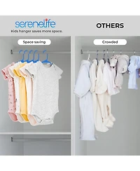 SereneLife 60 Pcs. Non-Slip Plastic Kids Hangers - Durable and Space-Saving Closet Organizers for Infants, Toddlers, and Kids' Clothing (Blue)