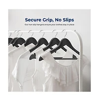 SereneLife 20-Pack Black Wooden Hangers – Heavy-Duty with 360° Swivel Hook, Non-Slip Notches & Pants Bar – Space-Saving for Suits,