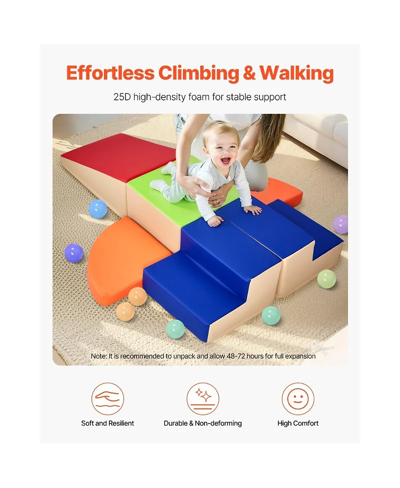 Slickblue Kids 6 Piece Foam Climbing Blocks Set Preschoolers Indoor Play Gym