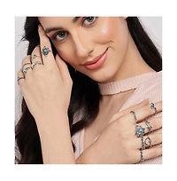 Sohi Women's Silver Pack Of 13 Oxidized Rings