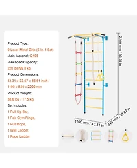 Slickblue Toddler 5 in 1 Steel Indoor Wall Gym with Climbing Toys Ladder and Swing Set