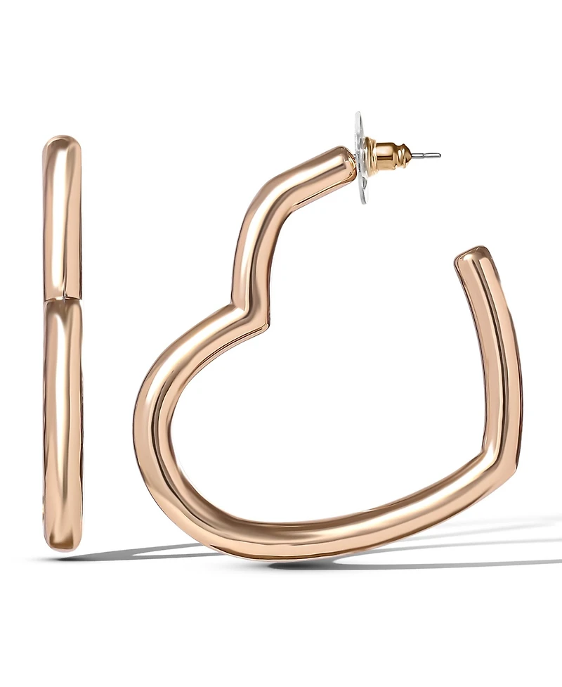 Jessica Simpson Open Heart Thin Wire Hoop Earrings in Gold