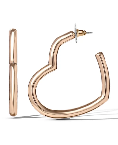 Jessica Simpson Open Heart Thin Wire Hoop Earrings in Gold