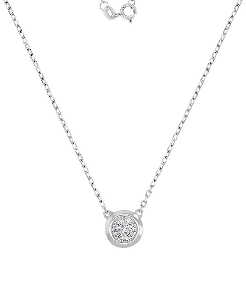Cubic Zirconia Pave Circle Disc Pendant Necklace 14k Gold-Plated Sterling Silver, 18"