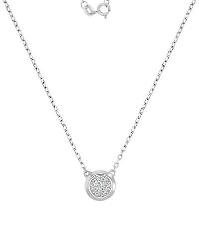 Cubic Zirconia Pave Circle Disc Pendant Necklace 14k Gold-Plated Sterling Silver, 18"