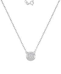 Cubic Zirconia Pave Circle Disc Pendant Necklace 14k Gold-Plated Sterling Silver, 18"