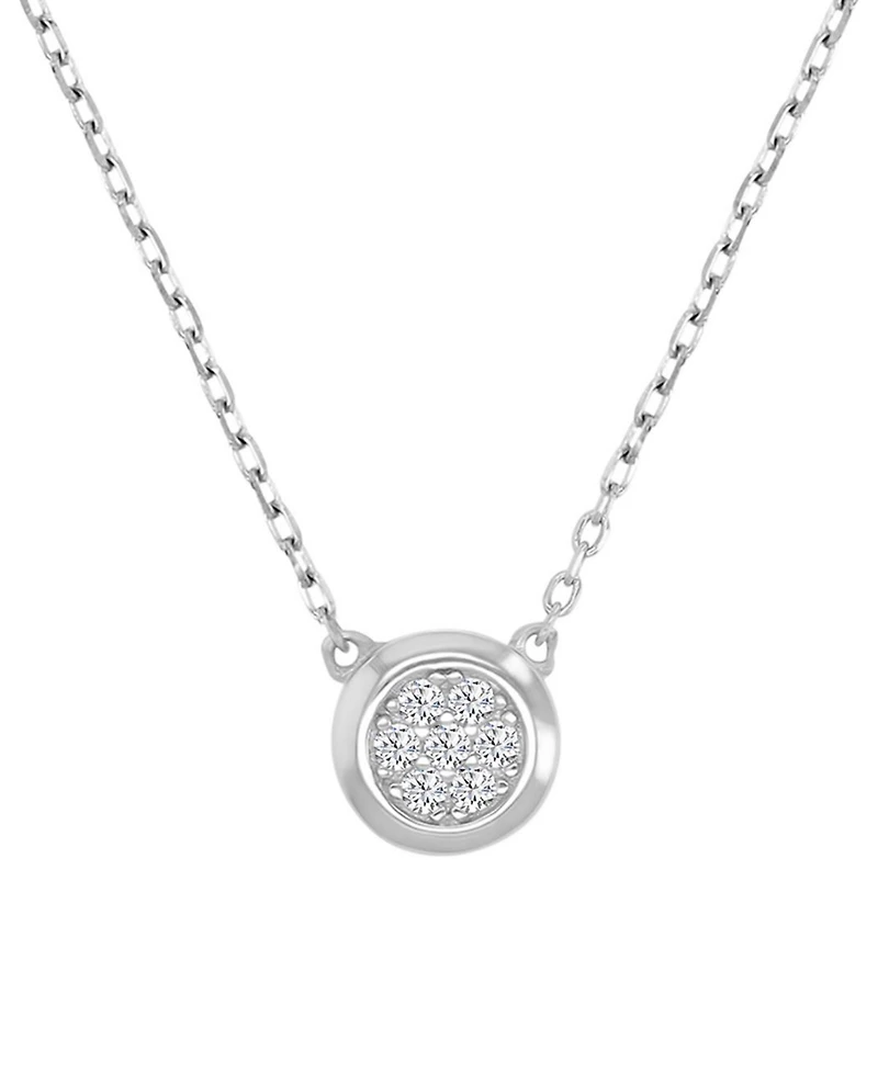 Cubic Zirconia Pave Circle Disc Pendant Necklace 14k Gold-Plated Sterling Silver, 18"