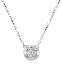 Cubic Zirconia Pave Circle Disc Pendant Necklace 14k Gold-Plated Sterling Silver, 18"