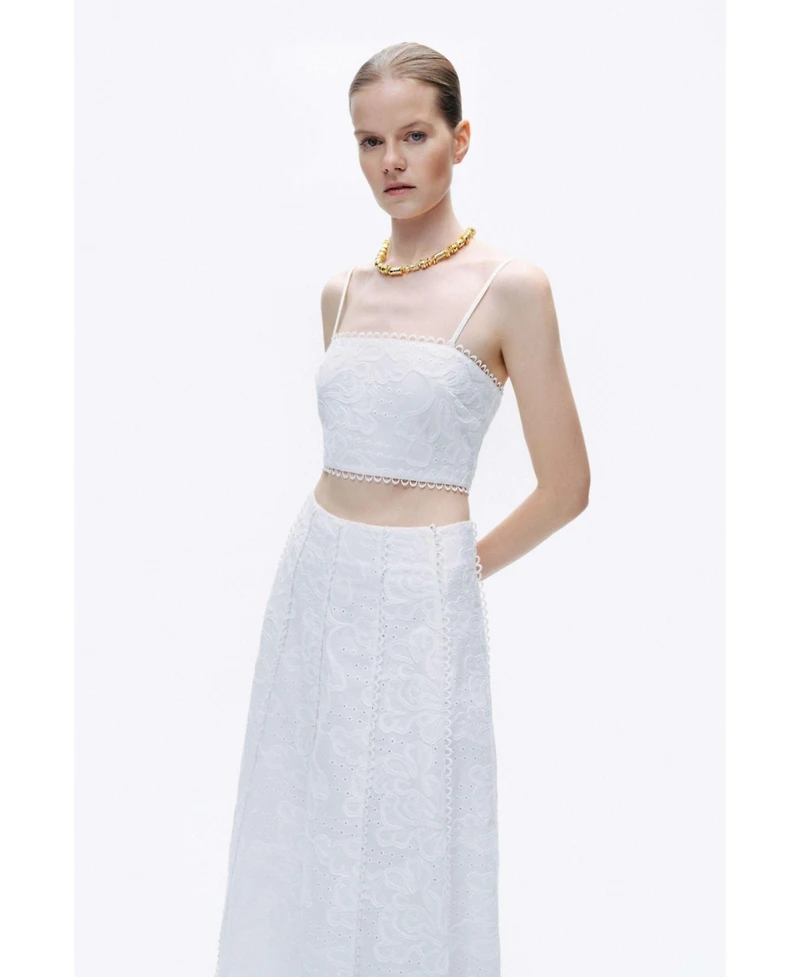 Nocturne Women's Embroidery Detail Midi Skirt