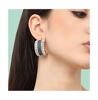 Sohi Women's Multicolour Embellished Racetrack Hoop Earrings