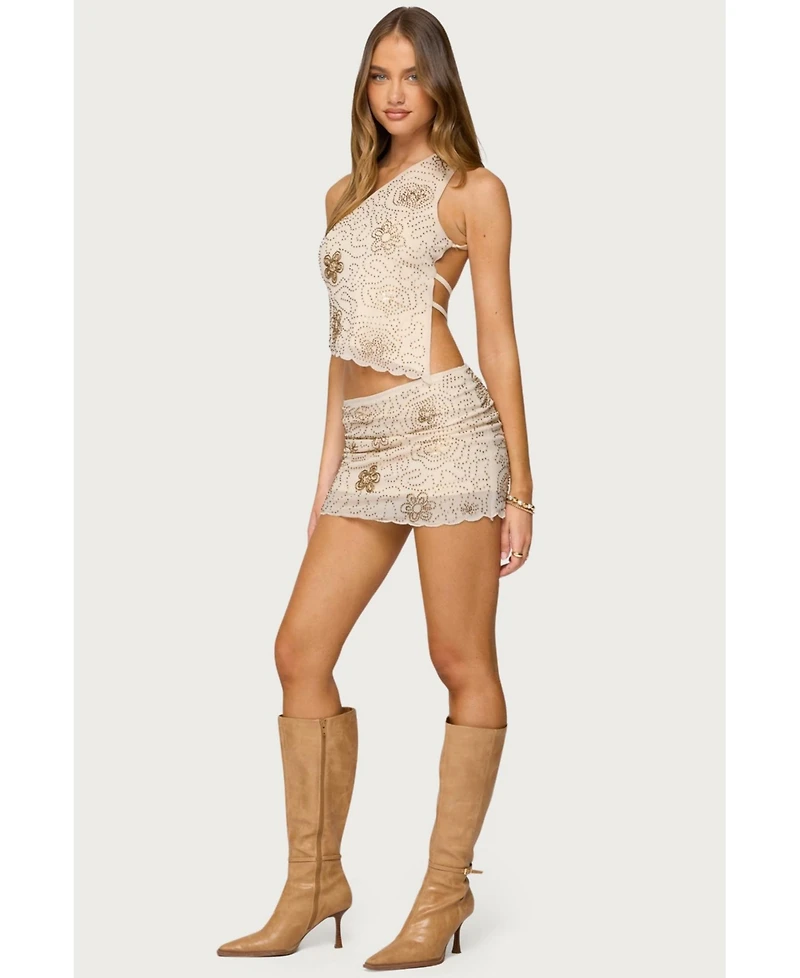 Edikted Womens Astrid Beaded Mini Skirt