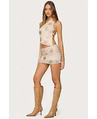 Edikted Womens Astrid Beaded Mini Skirt