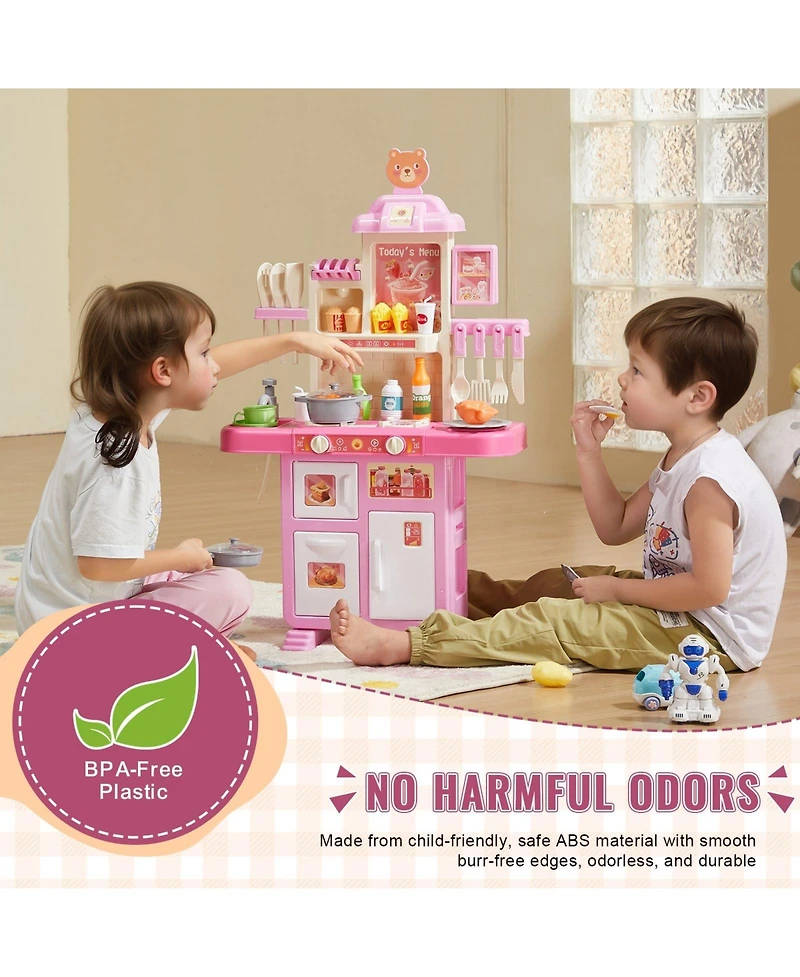 Slickblue Kids Kitchen Playset with 48 Piece Pretend Cooking Accessories for Imaginative Play