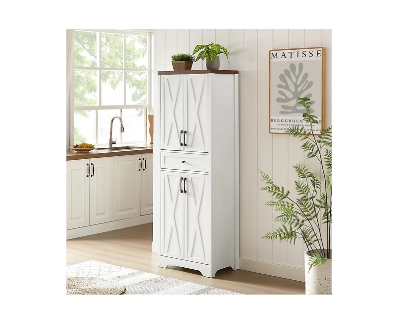 Casainc 68" White Freestanding Tall Kitchen Cabinet