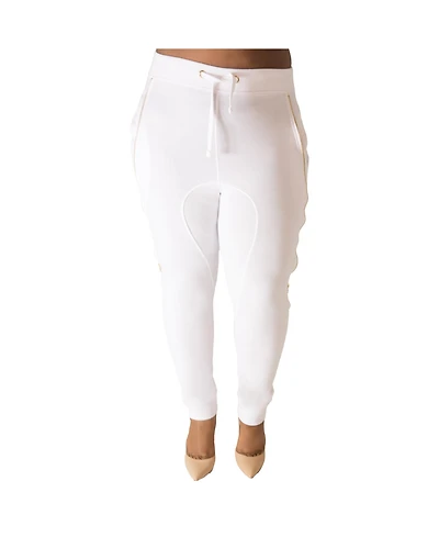 Poetic Justice Plus Size Zipper Trim Jogger Pants
