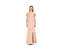 Amri Women's Lace Cutout Floral Embellished Off-The-Shoulder Crepe Gown
