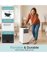 SereneLife Portable Air Conditioner & Heater - 8000 Btu (Ashrae) Compact Home A/C Unit with Cooling and Heating, Includes Window Mount Kit (White)
