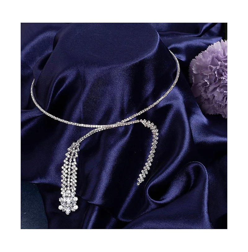 Sohi Women's Silver Bling Drop Necklace