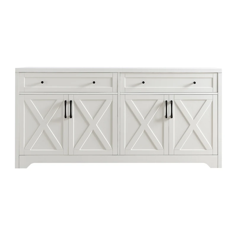 Casainc 61" White Freestanding Base Kitchen Cabinet