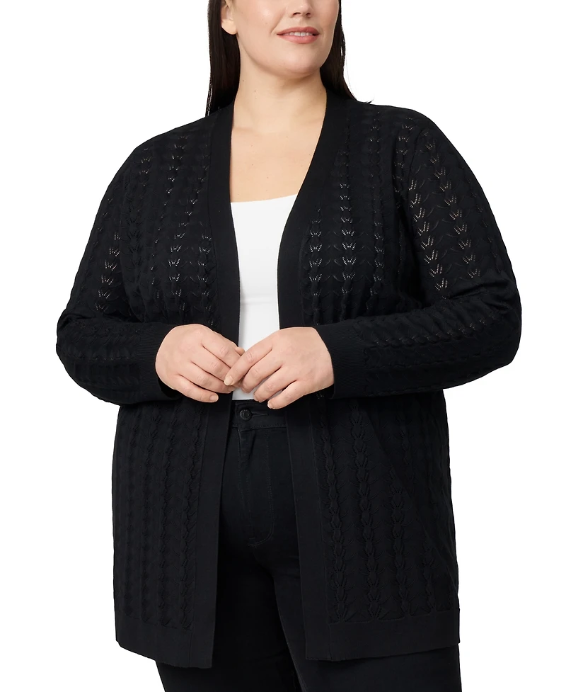 Melissa Paige Plus Size Pointelle Cardigan Sweater